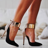 Shiningmiss Pointed Toe Ankle Strap Stiletto Heels