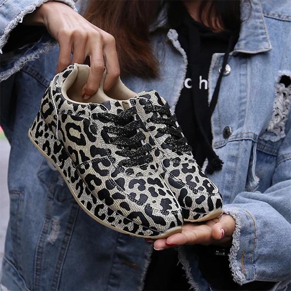 Shiningmiss Leopard Street Style Lace-Up Sneakers