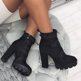 Shiningmiss Fashion Thick Heel Platform Ankle Boots