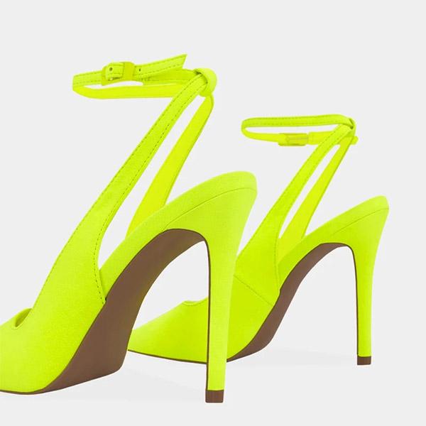 Shiningmiss Neon Slim Pointed Toe Adjustable Buckle Heels