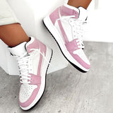 Shiningmiss Lace Up Panelled High Top Sneakers