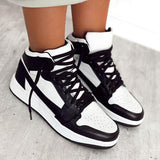 Shiningmiss Lace Up Panelled High Top Sneakers