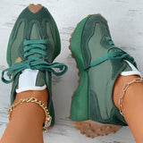 Shiningmiss Colorblock Lace-Up Suede Muffin Sneakers