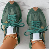 Shiningmiss Colorblock Lace-Up Suede Muffin Sneakers