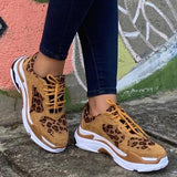 Shiningmiss Casual Animal Print Lace-Up Sneakers