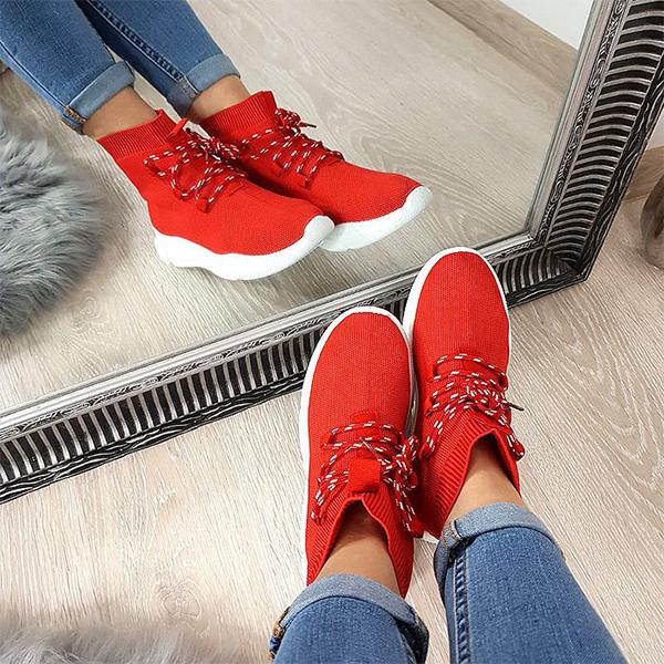 Shiningmiss Daily Slip-On Stretch Knitting Sneakers