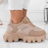 Shiningmiss Casual Solid Color Breathable Sneakers