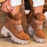 Shiningmiss Warm Furry Faux Suede High Thick Soles Boots