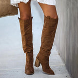 Shiningmiss Distressed Faux Suede Slouch Boots