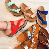 Shiningmiss Women's Stylish Plaited Toe Loop Flat Sandals