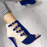 Shiningmiss Hollow Out Buckled High Heels