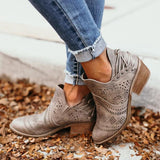 Shiningmiss Laser Cutout Ankle Booties