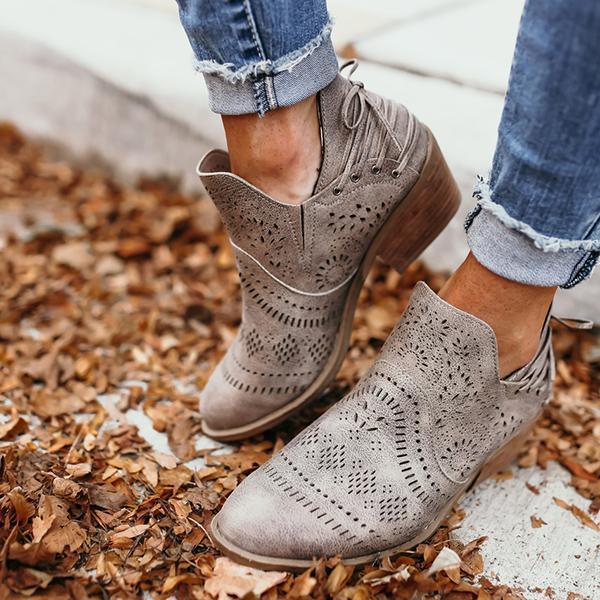 Shiningmiss Laser Cutout Ankle Booties